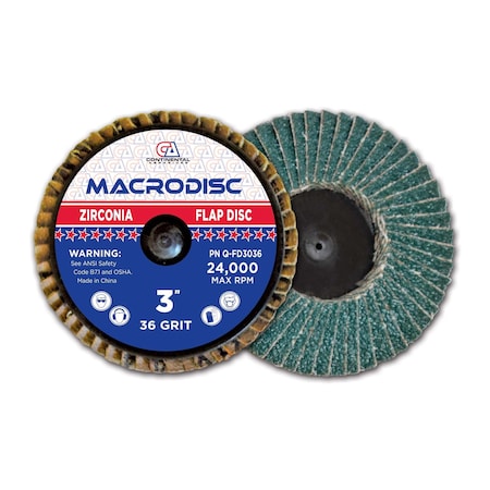 Continental Abrasives 3" Zirconia Quick change style Mini Flap Disc 36 grit Q-FD3036